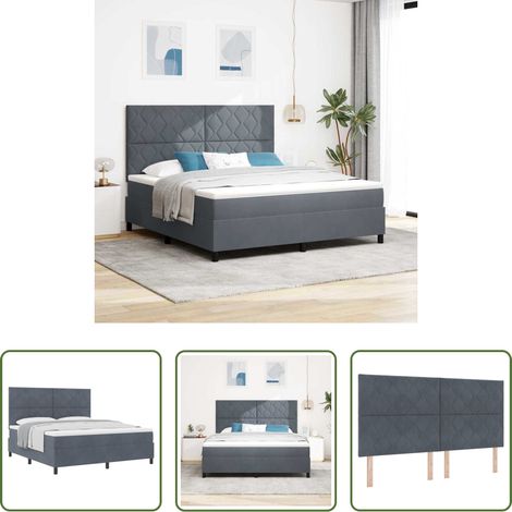 Matratze -  Boxspringbett mit Matratze Dunkelgrau 180 x 200 cm Samt (1/5)