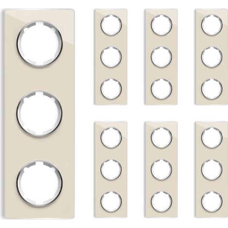 Plaque de finition Garda, en verre, vertical, 3 postes (lot de 7) - beige