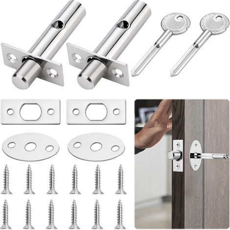 2 PCS Internal Door Lock with Keys,Door Bolts for Internal Doors,Anti-Theft Door Locks Internal,Security Deadbolt Door Lock with Silver Deadbolt for Internal Doors Windows (1/5)
