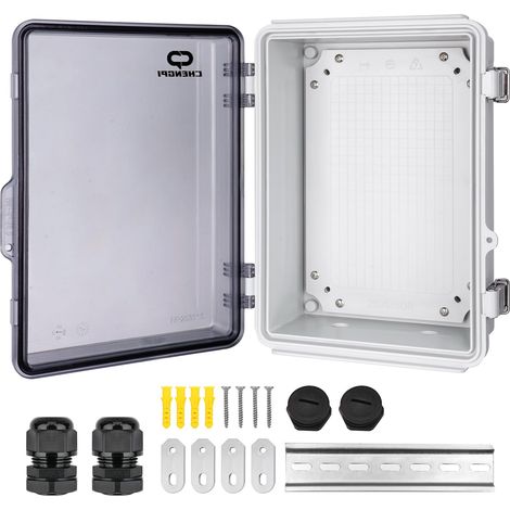 Boîte de Dérivation Electrique,Boitier Electrique Étanche avec Couvercle à Charnière,IP66 Boîte de Jonction en Plastique ABS,Couvercle Transparent Coffret Électrique 250x350x150MM (1/5)