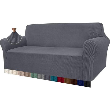 Housse De Canapé - Jacquard Élastique - Pour 3 Places - Gris - Polyester - Protection Animaux (1/5)