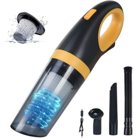 Aspirateur à main 120 W, 8500 PA rechargeable pour voiture/cuisine, puissant aspirateur de bureau portable sans fil avec filtre et buse lavables et 3 heures de charge rapide (1/5)