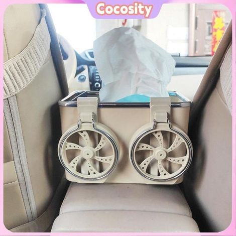 Boîte de rangement pour accoudoir - COCOSITY - Console centrale - Beige - Plastique ABS - Porte-gobelet sécurisé (1/5)