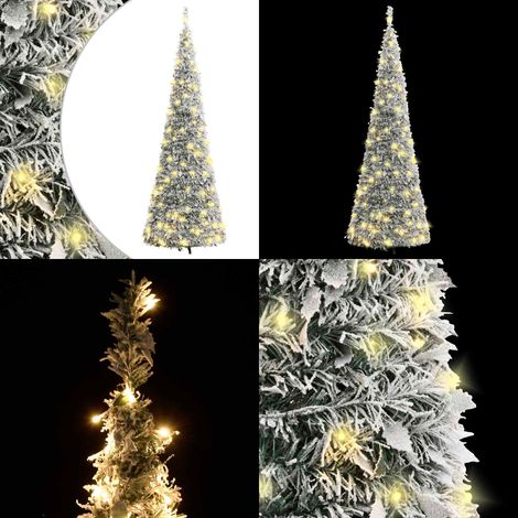 Sapin de Noël artificiel escamotable avec neige floquée 100 LED - Décoration de Noël - Éclairage LED (1/5)