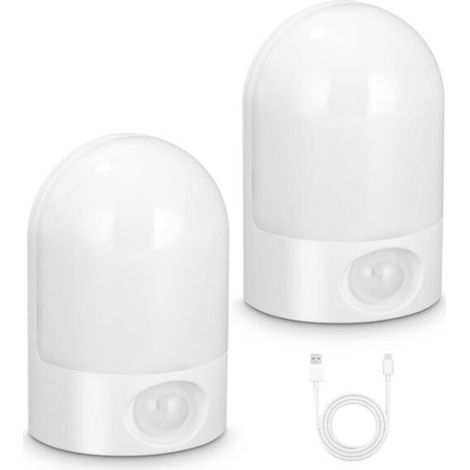2er-Set LED-Nachtlichter, Nachtlichter mit Bewegungsmelder, USB-aufladbar, Innenbeleuchtung mit Bewegungsmelder - Crezuo (1/4)