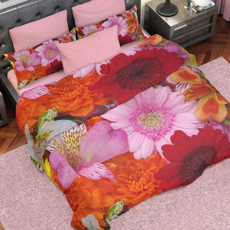 Housse de Couette, Lit (90x200), Tropical Village, Tissu 100% Satin Frais, 100% Made in Italy (1/5)