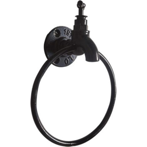 Porte-serviettes mural style industriel vintage, en tuyaux rustiques, noir.-AquaForge