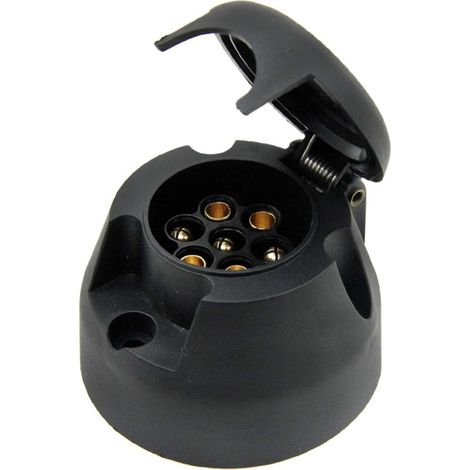 Kabelstecker mit kleinem Durchmesser, tragbares LKW-Zubehör, langlebige, wasserdichte Signallichtanzeige, 7-polige runde Steckdose aus schwarzem Kunststoff, 12 V