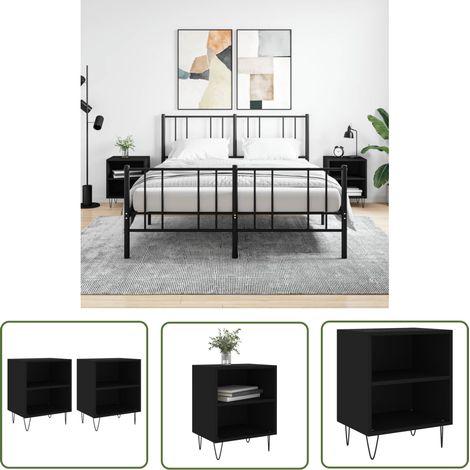 The Living Store Nachttische 2 Stk. Schwarz 40x30x50 cm Holzwerkstoff - Nachttisch - Beistelltisch - Wohnzimmer Dekoration - Holzwerkstoff Möbel - Schwarzer Nachttisch (1/5)
