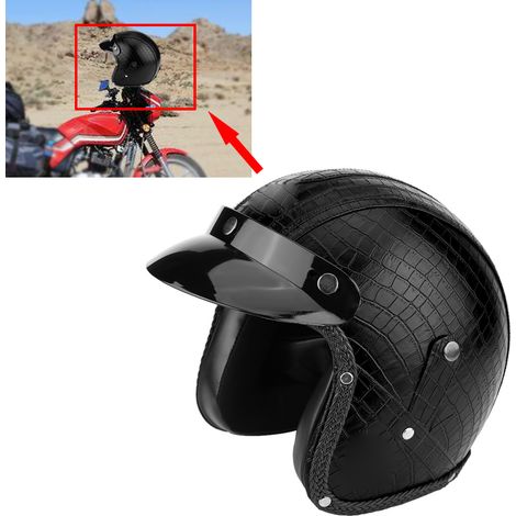 Casque de moto (cuir d'alligator noir, sans lunettes) XL (1/5)