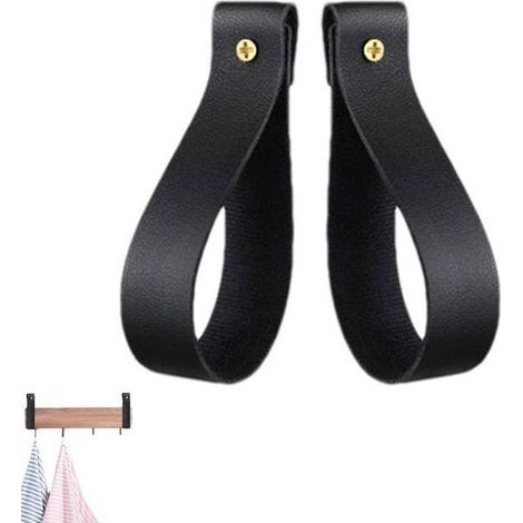 Leather Wall Hooks - Faux Leather Hooks, Rustic Style Coat Racks Easy-to-install decorative hooks, sturdy and durable, suitable for bathroom, kitchen, and shower room towel and curtain rod hooks. (1/5)