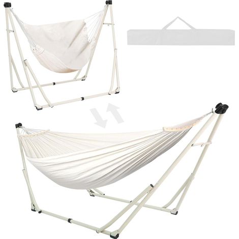 Hängematte Hängemattengestell klappbar Outdoor Camping Beige (1/5)