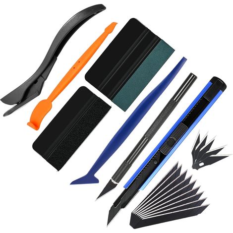 Kit Covering Outils de Film de fenêtre de Voiture, avec Cutter, Cutter de Précision, Raclette en Feutre, Mini-raclettes, Lame de Rechange, pour Film de Fenêtre, Stickers Meubles (1/5)