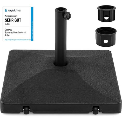 COSTWAY Base per Ombrellone Riempibile con Sabbia e Acqua, Supporto Quadrato con Ruote e Maniglia per Ombrellone con Pali da 39-49 mm, per Esterno, Giardino e Spiaggia, in HDPE (1/5)