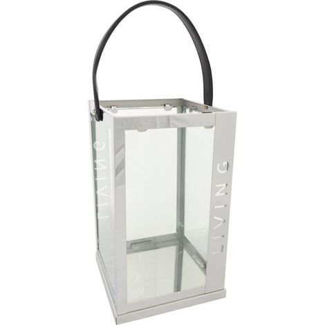 Farol de acero inoxidable y cristal plateado 18x18x30 (1/5)