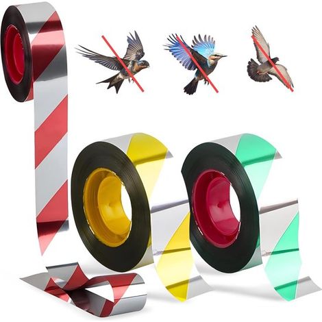 Nastro anti-piccioni e anti-corvi, 3 rotoli da 2,4 cm 100 m, nastro riflettente anti-uccelli, nastro anti-gufi per uccelli, roditori e insetti. (1/5)