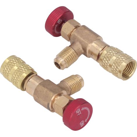 2 vannes de régulation de réfrigération, raccord mâle 1/4 SAE et femelle 5/16 SAE, adaptateur de charge de fluide frigorigène pour R410A (1/5)