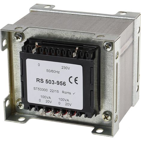 Transformateur à montage sur châssis, Vin 230V c.a., Vout 20V c.a., 2 sorties, 200VA ( Prix pour 1 )