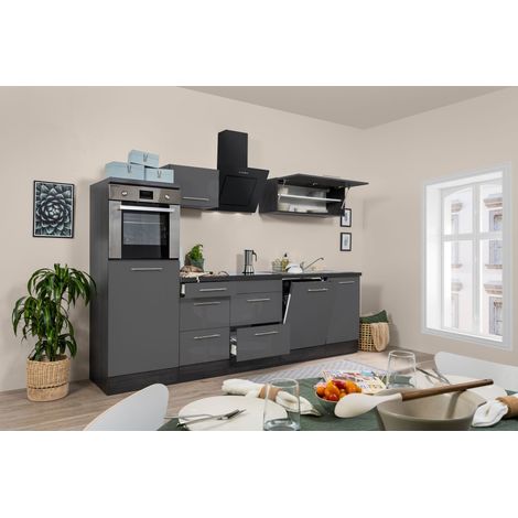 Cuisine Kitchenette Bloc cuisine Blanc Gris Amanda 280 cm Respekta Premium