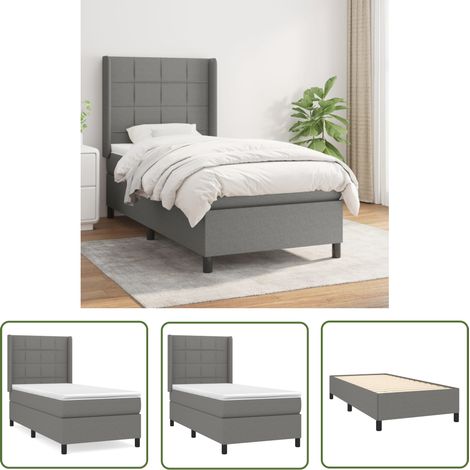 The Living Store Boxspringbett mit Matratze Dunkelgrau 90x200 cm Stoff - Boxspringbett - Doppelbett - Bettenrahmen - Schlafsystem - Liegekomfort (1/5)