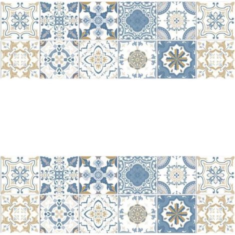 Sticker Mural Mandala - PVC Imperméable - Pour Cuisine Salle De Bain Salon - 10 cm x 10 cm - 24 Pièces (1/4)