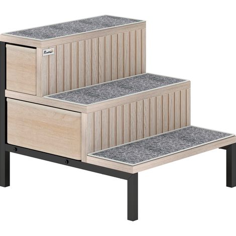 Dog Stairs Storage, Non-Slip Cover, Pet Steps for Small Dogs & Older Cats, for Sofa, High Bed, Oak Tone (1/5)
