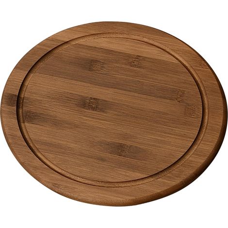 Assiette à goûter 59442 en bambou foncé avec rigole à jus/assiette en bois