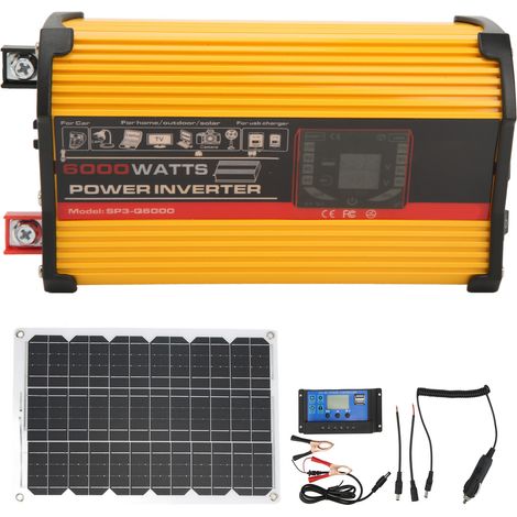 Onduleur solaire 500W à onde modifiée 18W 18V panneau solaire 30A 12V 24V contrôleur solaire kit jaune 12V vers 220V (1/5)