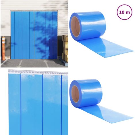 Tenda per Porte Blu 200 mm x 1,6 mm 10 m in PVC - Isolamento termico - Barriera antipolline