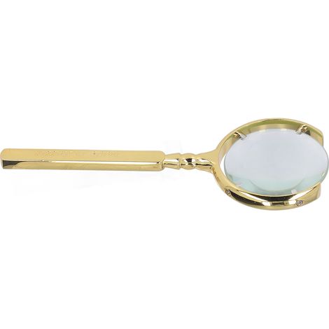 Loupe de lecture à main avec manche en métal, idéale pour lire cartes et journaux. Cadeau parfait pour les seniors. Couleur dorée. (1/5)