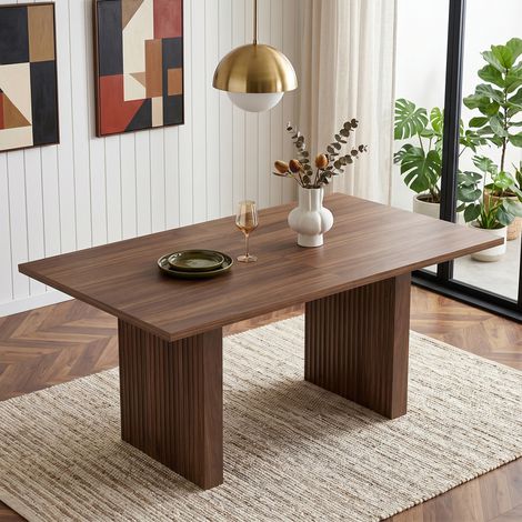 REDOM Tavolo da pranzo allungabile 140/200x90 cm, piano rettangolare 3 cm, gambe sincronizzate, MDF noce (1/5)