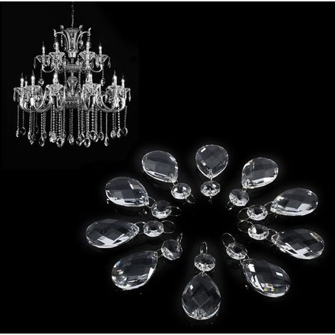 10 Pièces 38mm Lustre en Cristal Prisme Prisme en Cristal Attrape-Soleil Pendentif en Verre avec Anneau de Saut Crochet Convient pour la Décoration de Fête