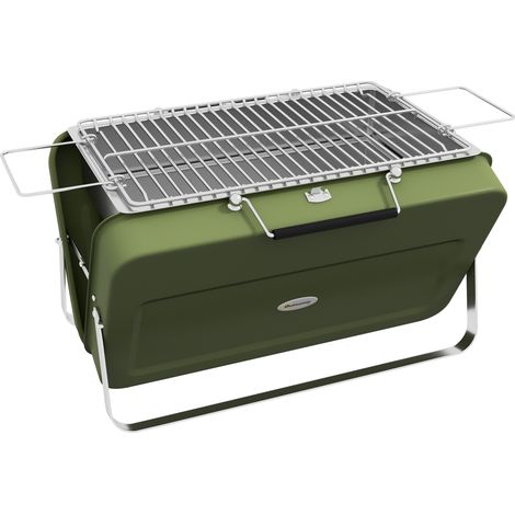 Barbacoa portátil de carbón plegable con parrilla de acero inoxidable 32 x 20 cm verde HOMVRA (1/5)