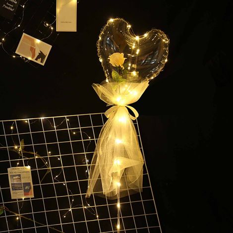 Rose Artificielle Avec LED - Ballon Lumineux Décoratif Pour Fêtes - Diamètre 35 Cm - Sans Pile - Idéal Pour Anniversaire Noël Mariage (1/5)