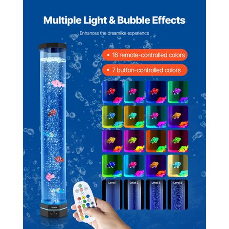 Lampe à Bulles avec 6 Poissons Flottants - 80 cm 16 Effets (1/5)