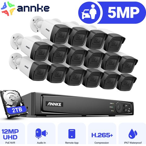 ANNKE Caméra de Surveillance 5MP × 16Caméra POE Vision Nocturne Extérieure Caméra Accès Distance Système de Vidéosurveillance 2TB (1/5)