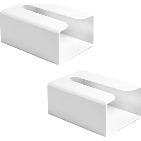 2 Supports muraux, Boîte à papier toilette, Couvercle cube U, Grande ouverture, ABS, Salle de bain, Salon, Bureau, Cuisine (1/5)