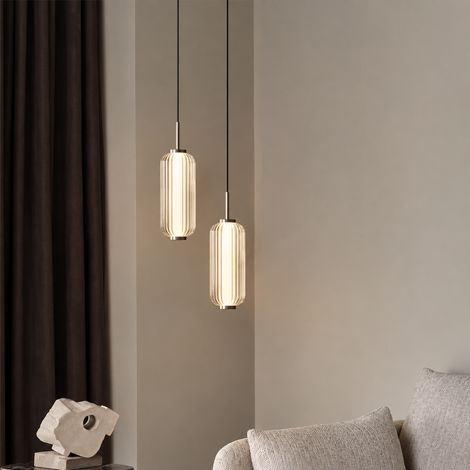 Suspension luminaire double tête 12x31 cm LED 7W lumière chaude en fer forgé et verre 12 31cm réf 3551 3 kg – Livraison gratuite