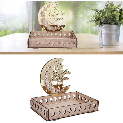 Décorations de table en bois pour plateaux de desserts de l'Aïd al-Fitr et de l'Aïd al-Adha (1/5)