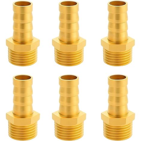 6 PCS Embout de Tuyau en Laiton G1/2"(20 mm) Mâle x 1/2" Douille, Raccord de Tuyau en Laiton, raccords filetés et adaptateurs de tube 12 mm pour installation facile (1/5)