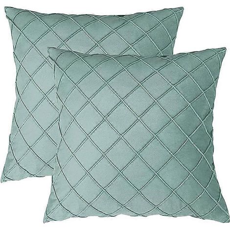Lot de 2 coussins pour canapé, lit, voiture, lombaires, housse de coussin en velours 45x45 cm (1/5)