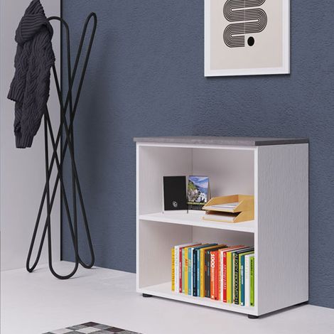 Mobile ufficio a giorno in legno bianco frassinato con (1/2)