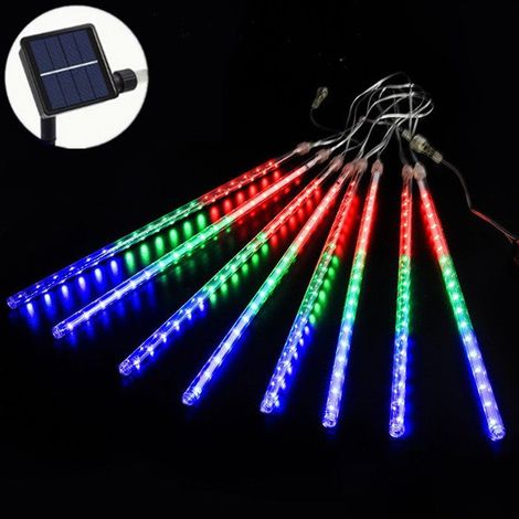 8 Tubes Solaire LED Pluie De Météores Lumière Vacances Guirlande Lumineuse Étanche Jardin En Plein Air Lumières-30cm-Multicolor (1/4)