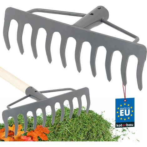 KOTARBAU® Rateau à Feuille - Métal - 26 cm - Râteau Jardin - 10 Dents - Gris - Outil Robuste Pour Entretien Gazon Jardinage - sans Manche (1/5)