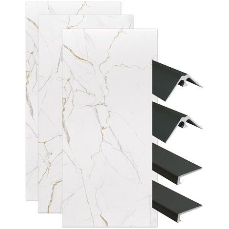 ONDEE - Kit instalación paneles murales nicho ORMA mármol blanco mate 120cm perfil negro (1/4)
