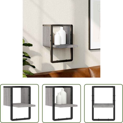 Rangement mural - Étagère murale avec barre sonoma gris 20x25x30 cm (1/5)