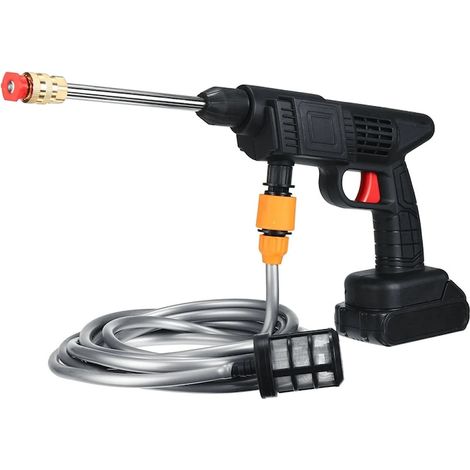 Pistolet à pression, tuyau de 5 m, câble d'alimentation, portable, mousseur/2 jets, réservoir de détergent (1/5)