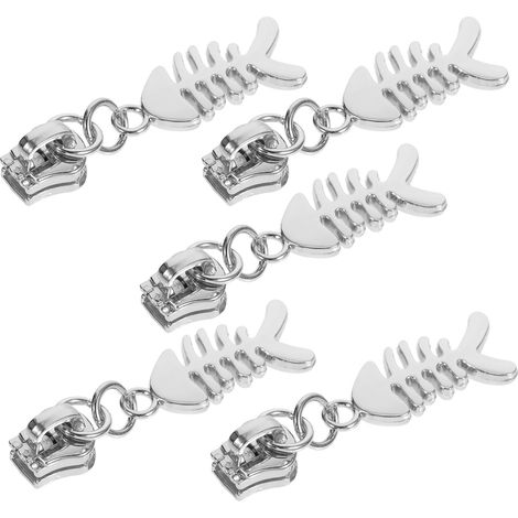 Curseurs Fermeture Éclair en Métal Argenté 5 Pièces Forme Arête de Poisson pour Vêtements Soi-même et Bagages de Voyage (1/5)