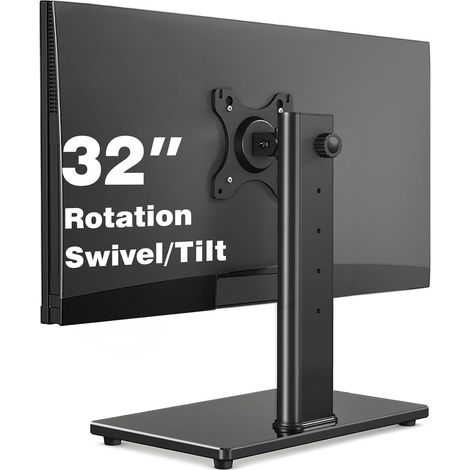 Support Ecran PC TV pour 13-32 Pouces Pied Ecran PC pour Bureau Inclinaison/Pivotant/Rotation/Réglable Support Écran PC Compatible VESA 75/100 mm (Max 10 kg) (1/5)