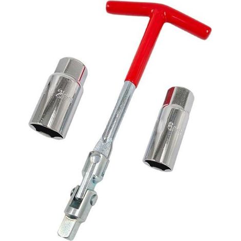 Zündkerzenschlüssel-Set mit T-Griff Universalwerkzeug zum Aus und Einbau von Zündkerzen geeignet für Motorräder Rasenmäher kleine Kraftfahrzeuge (1/3)
